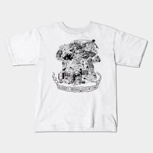 In Search of the Forbidden Temple of A'rob (line art) Kids T-Shirt